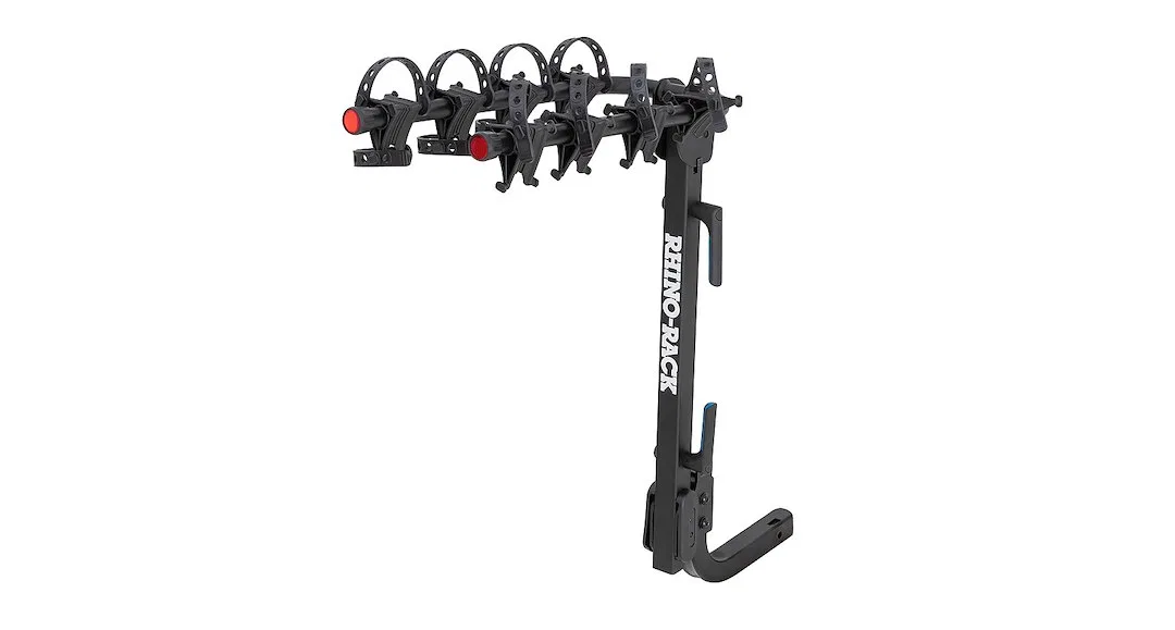 RBC053 – RHINO RACK Bike Rack, 2 Inch Receiver Hitch Mount Holds 4 Bikes Up To 132 Pound Weight Capacity Cradle Syste...
